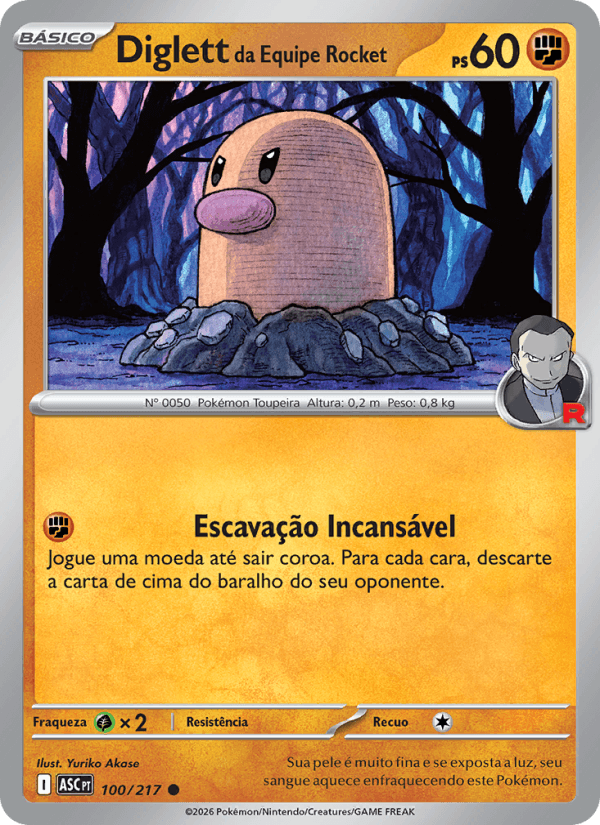 Diglett da Equipe Rocket, carta 100 da expansão Heróis Excelsos
