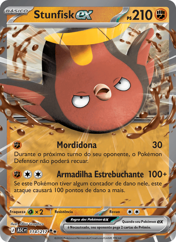 Stunfisk ex, carta 114 da expansão Heróis Excelsos