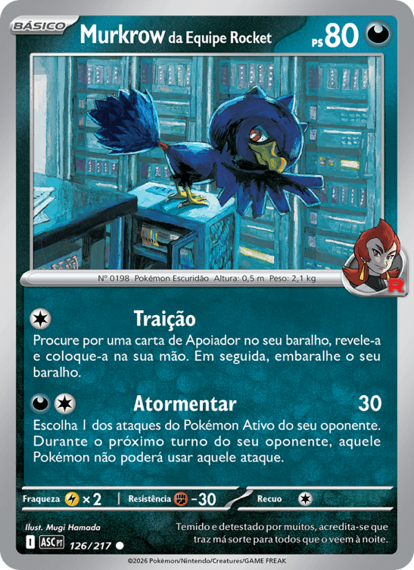 Murkrow da Equipe Rocket, carta 126 da expansão Heróis Excelsos