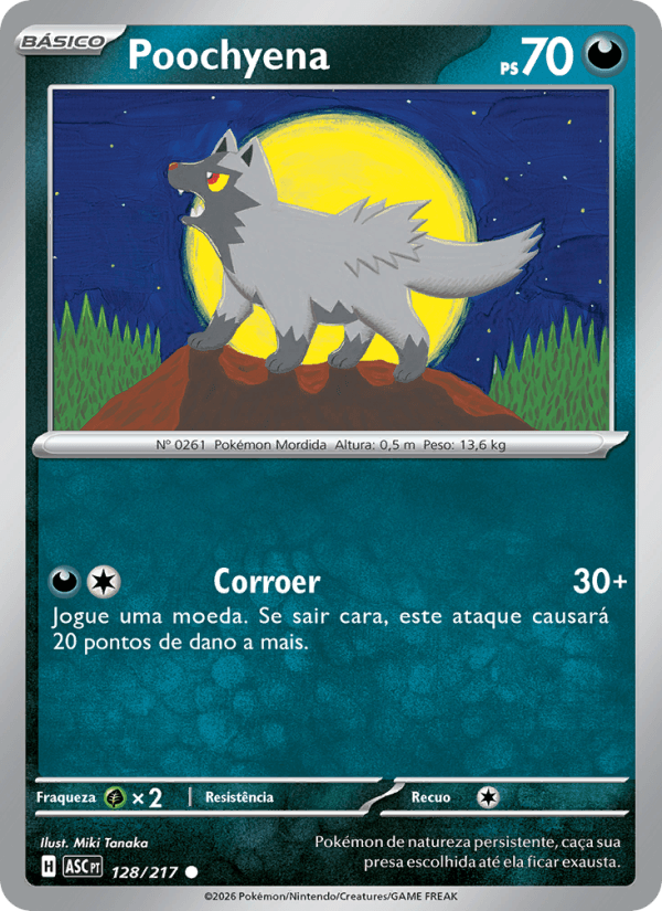 Poochyena, carta 128 da expansão Heróis Excelsos