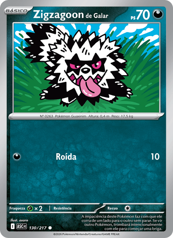 Zigzagoon de Galar, carta 130 da expansão Heróis Excelsos