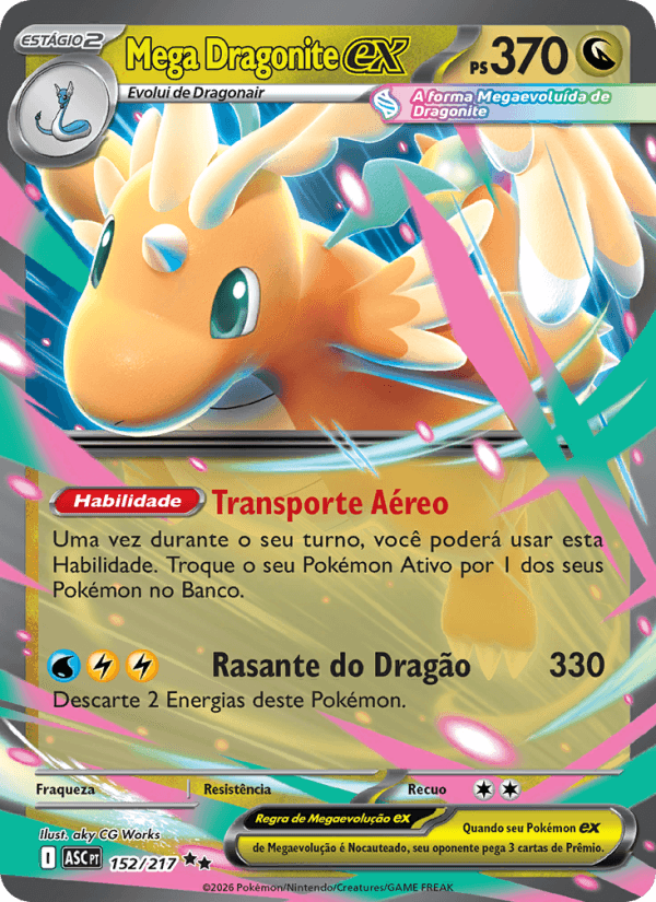 Mega Dragonite ex, carta 152 da expansão Heróis Excelsos