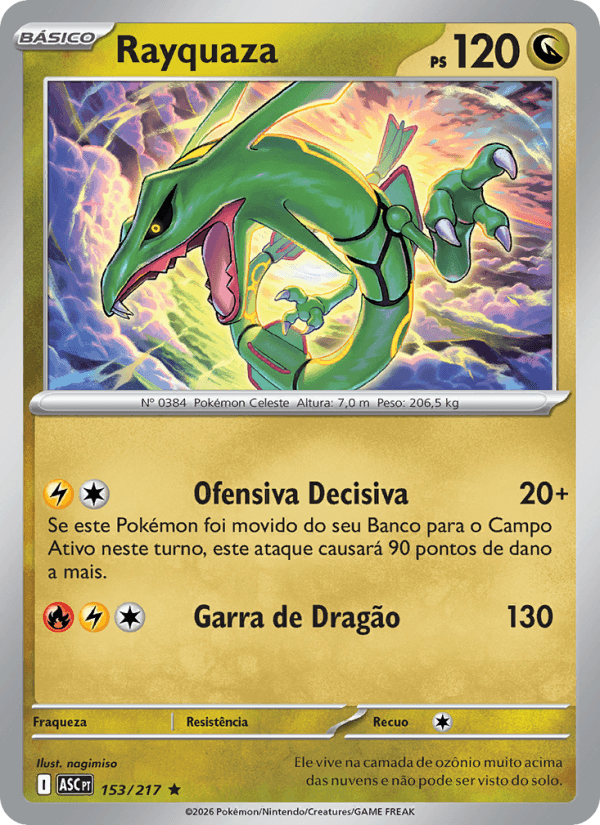 Rayquaza, carta 153 da expansão Heróis Excelsos