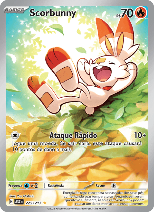Scorbunny, carta 225 da expansão Heróis Excelsos