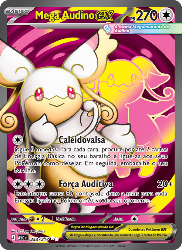 Mega Audino ex, carta 253 da expansão Heróis Excelsos