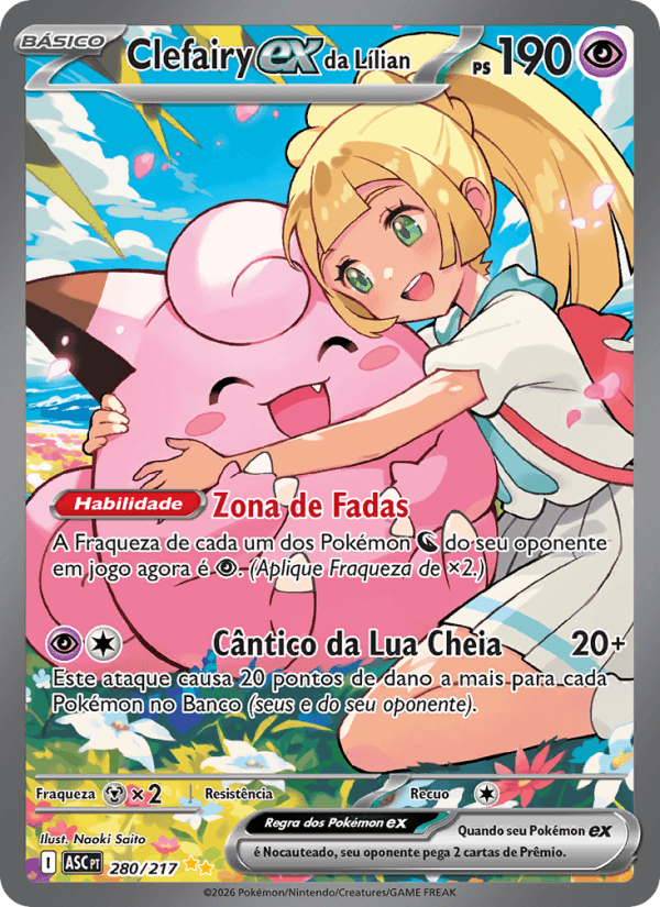 Clefairy ex da Lílian, carta 280 da expansão Heróis Excelsos
