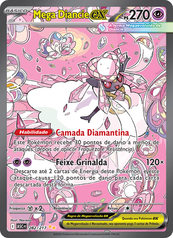 Mega Diancie ex, carta 282 da expansão Heróis Excelsos
