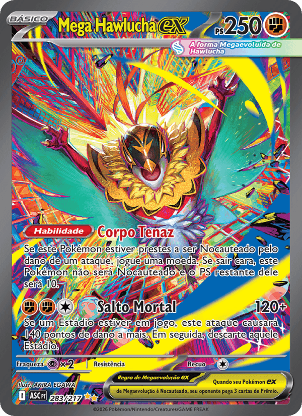 Mega Hawlucha ex, carta 283 da expansão Heróis Excelsos