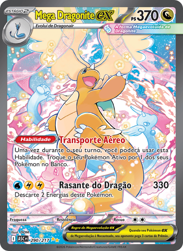 Mega Dragonite ex, carta 290 da expansão Heróis Excelsos