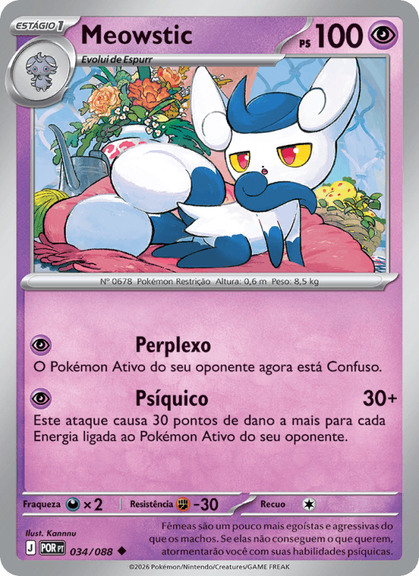 Meowstic, carta 034 da expansão Equilíbrio Perfeito