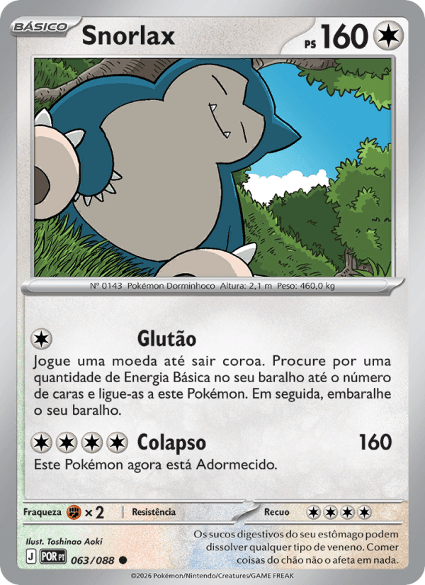 Snorlax, carta 063 da expansão Equilíbrio Perfeito
