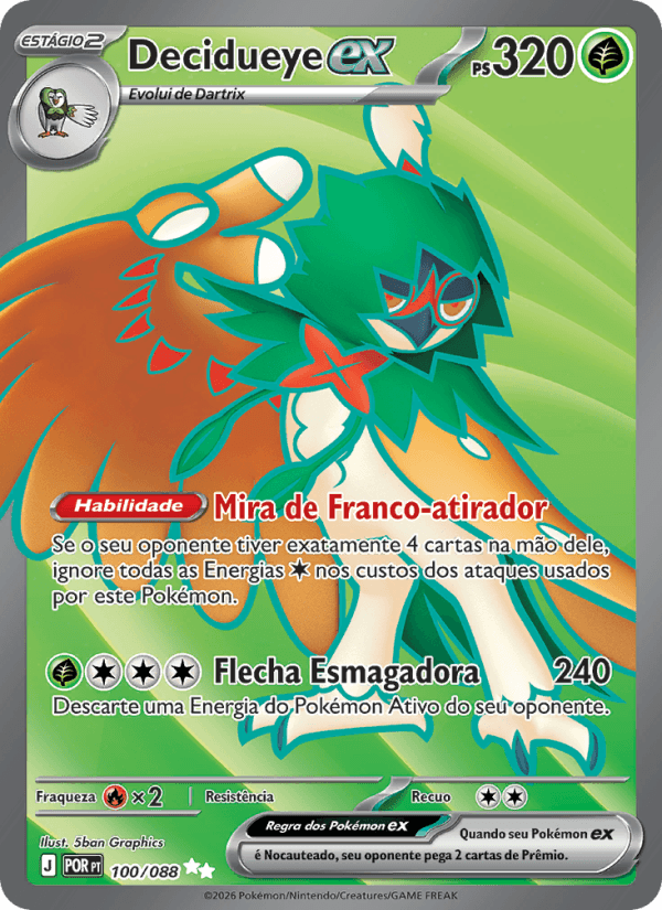 Decidueye ex, carta 100 da expansão Equilíbrio Perfeito