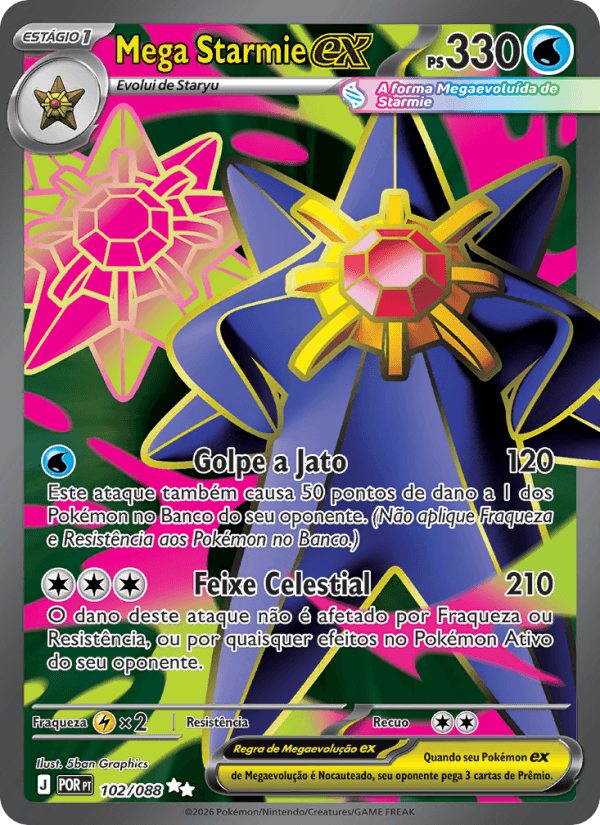 Mega Starmie ex, carta 102 da expansão Equilíbrio Perfeito