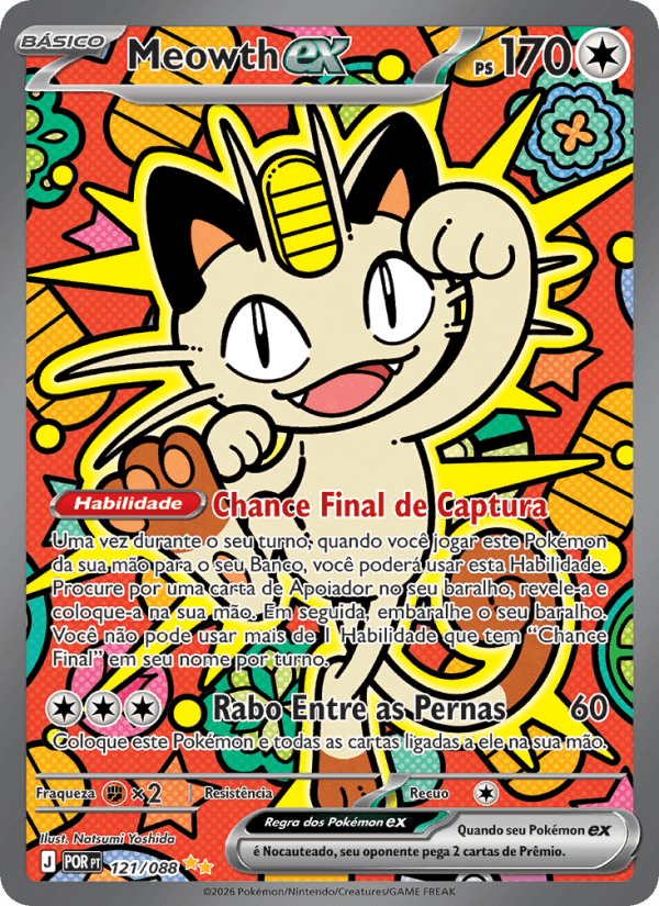 Meowth ex, carta 121 da expansão Equilíbrio Perfeito