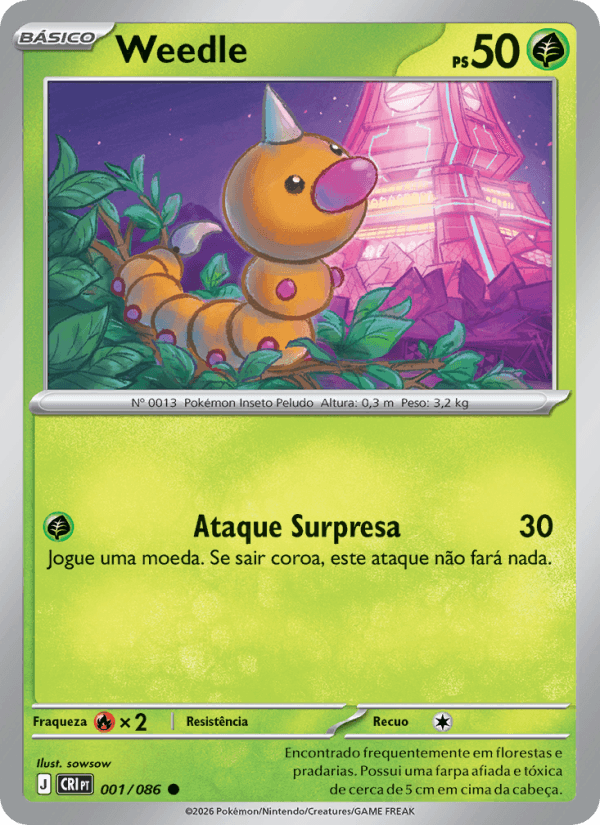 Weedle, carta 001 da expansão Caos Ascendente