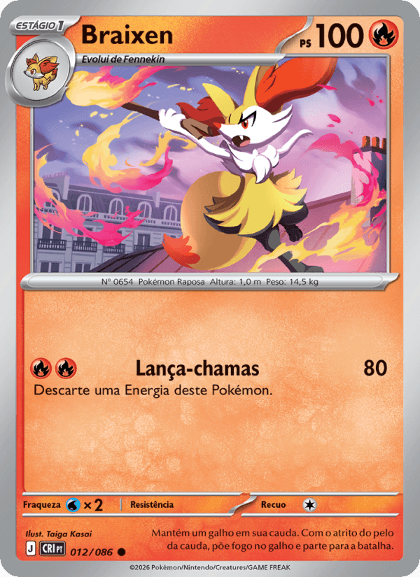 Braixen, carta 012 da expansão Caos Ascendente