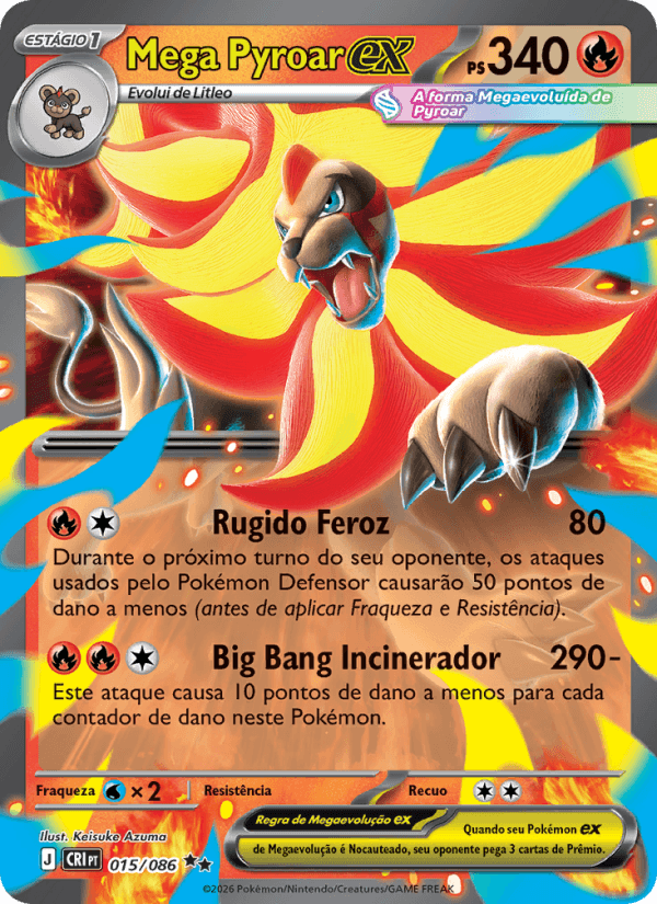Mega Pyroar ex, carta 015 da expansão Caos Ascendente