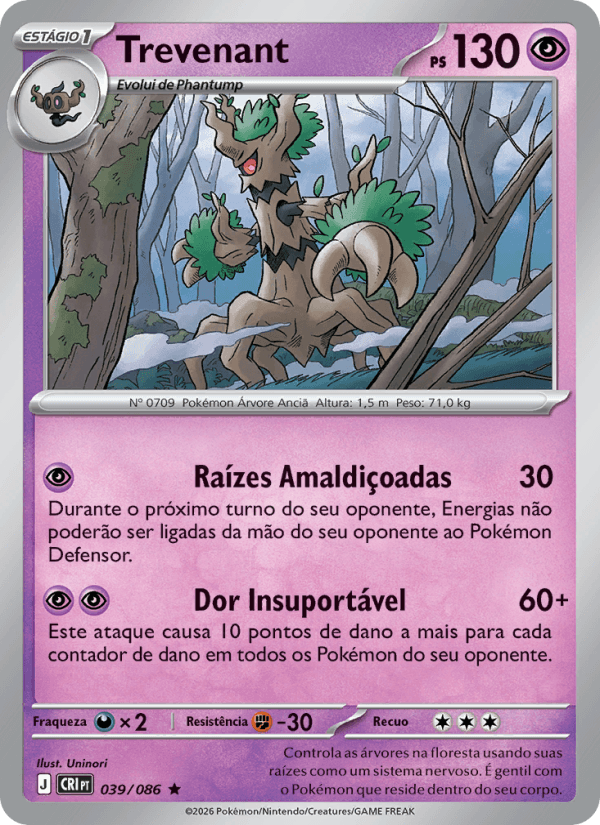 Trevenant, carta 039 da expansão Caos Ascendente
