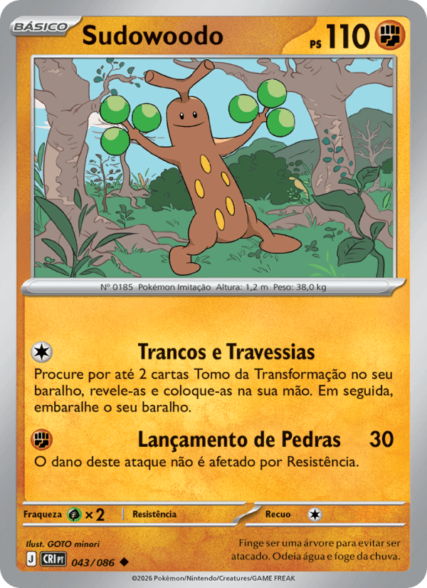 Sudowoodo, carta 043 da expansão Caos Ascendente