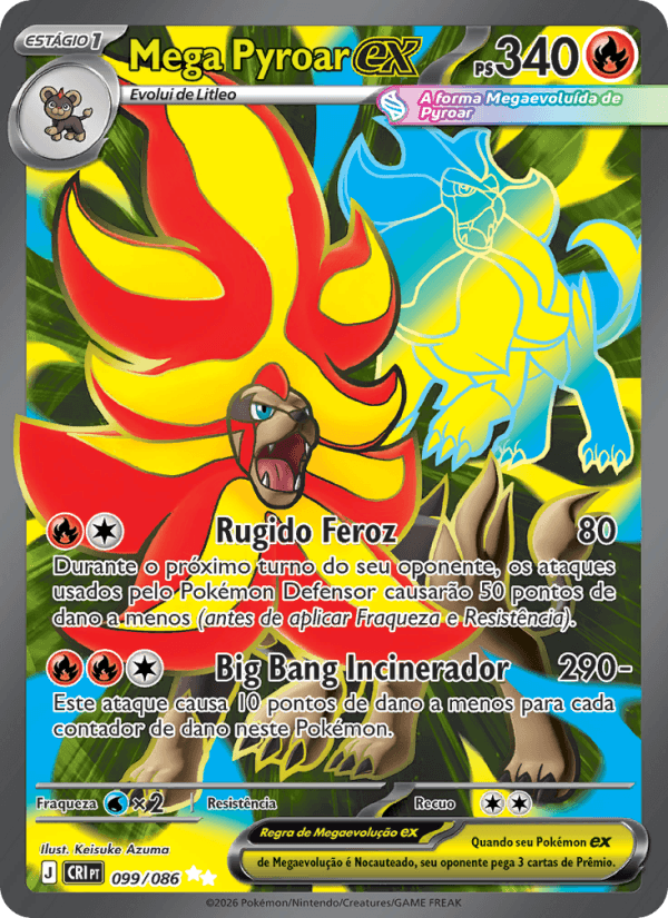 Mega Pyroar ex, carta 099 da expansão Caos Ascendente