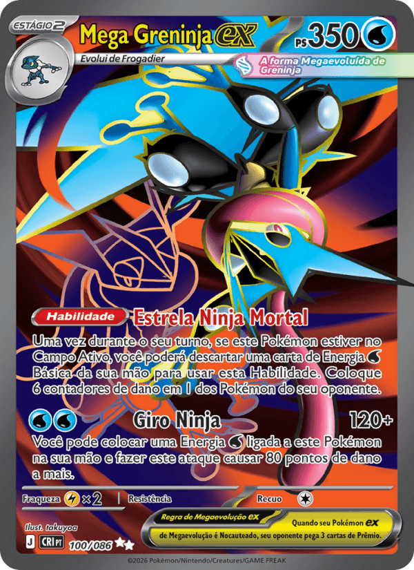 Mega Greninja ex, carta 100 da expansão Caos Ascendente