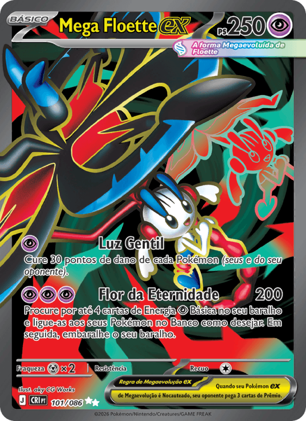 Mega Floette ex, carta 101 da expansão Caos Ascendente