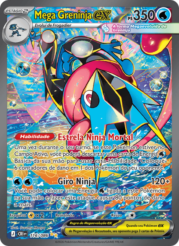 Mega Greninja ex, carta 116 da expansão Caos Ascendente