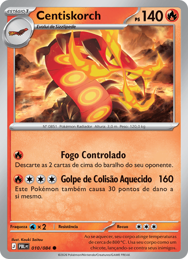 Centiskorch, carta 010 da expansão Escuridão Absoluta