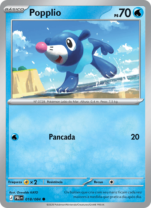 Popplio, carta 018 da expansão Escuridão Absoluta