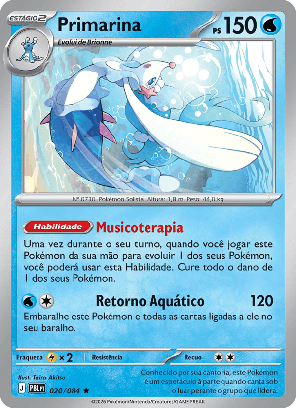 Primarina, carta 020 da expansão Escuridão Absoluta