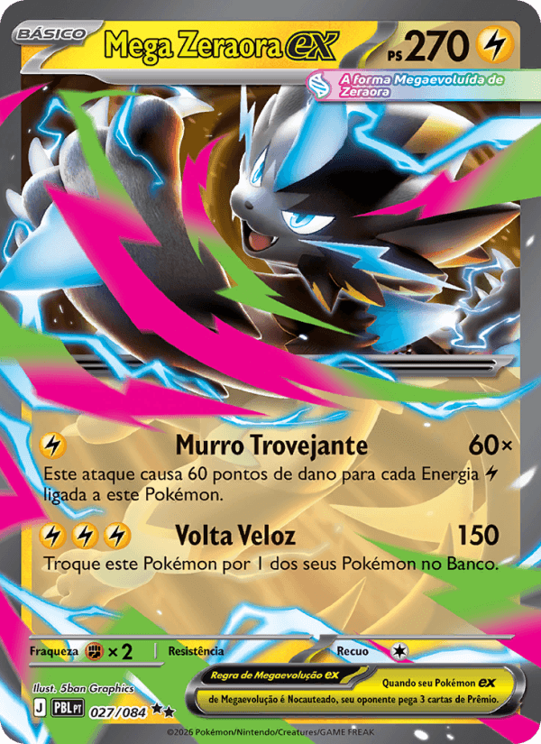 Mega Zeraora ex, carta 027 da expansão Escuridão Absoluta