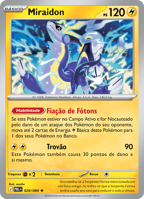 Miraidon, carta 028 da expansão Escuridão Absoluta