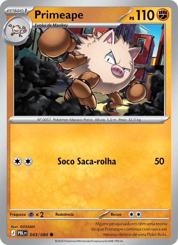 Primeape, carta 043 da expansão Escuridão Absoluta