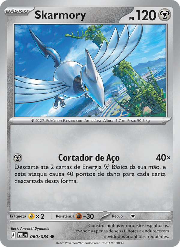 Skarmory, carta 060 da expansão Escuridão Absoluta