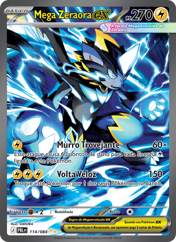 Mega Zeraora ex, carta 114 da expansão Escuridão Absoluta