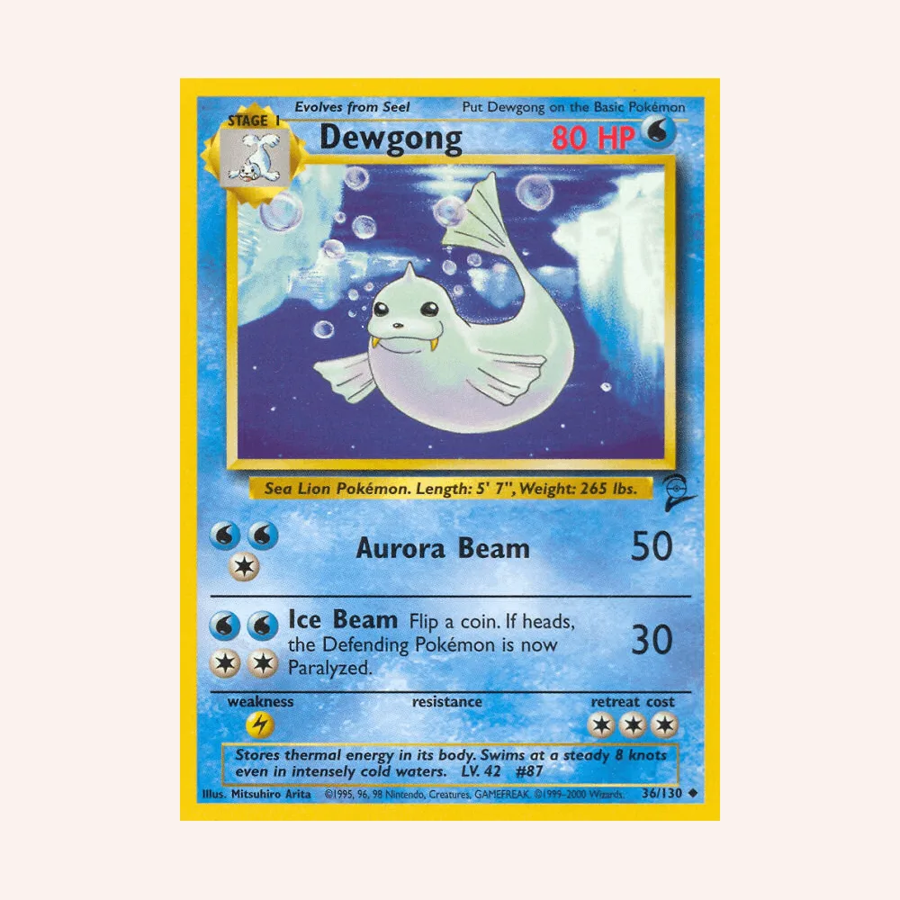 Dewgong 036/130 — Base Set 2 (arte oficial)