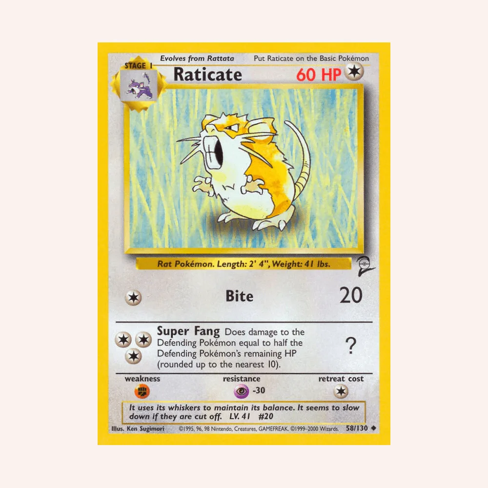 Raticate 058/130 — Base Set 2 (arte oficial)