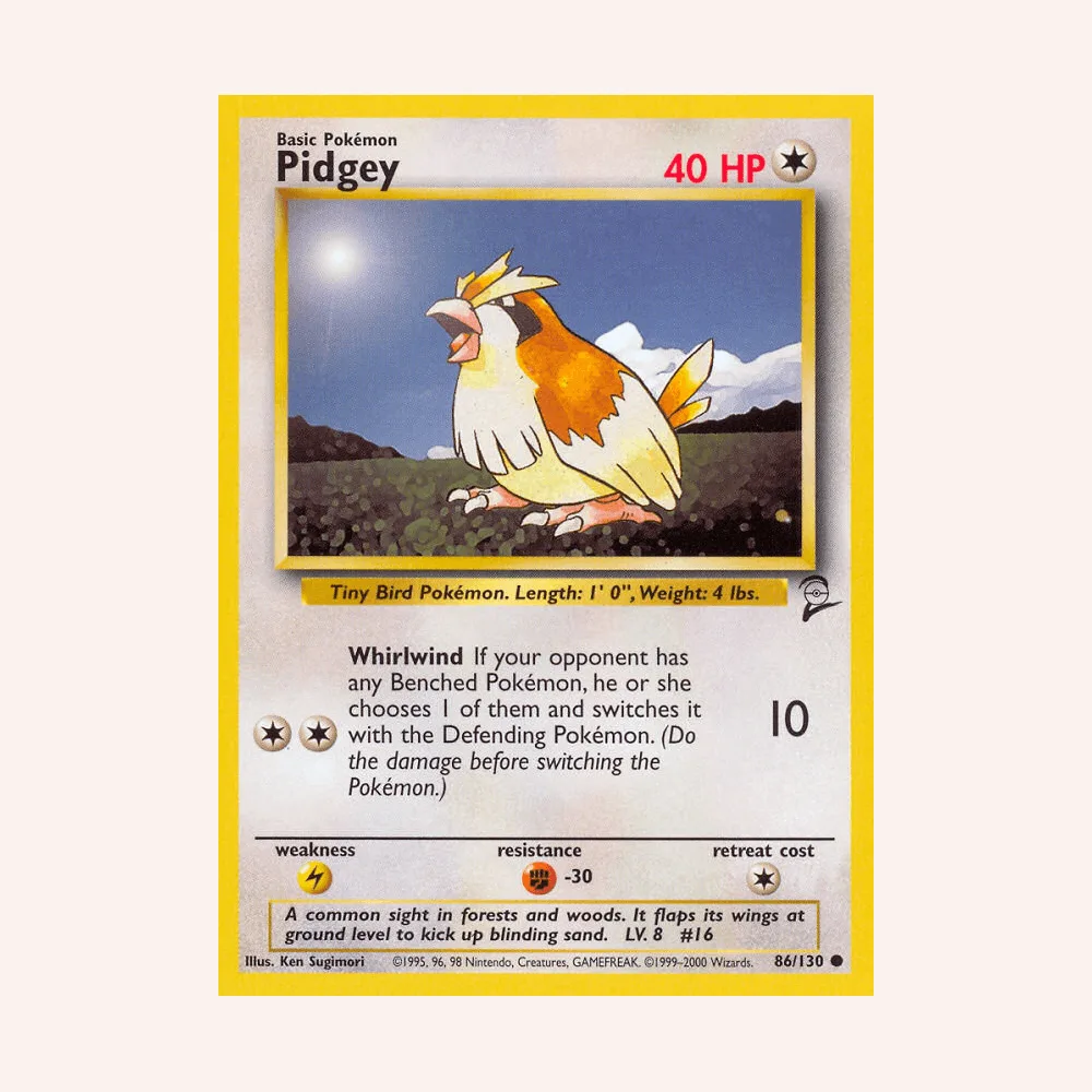 Pidgey 086/130 — Base Set 2 (arte oficial)