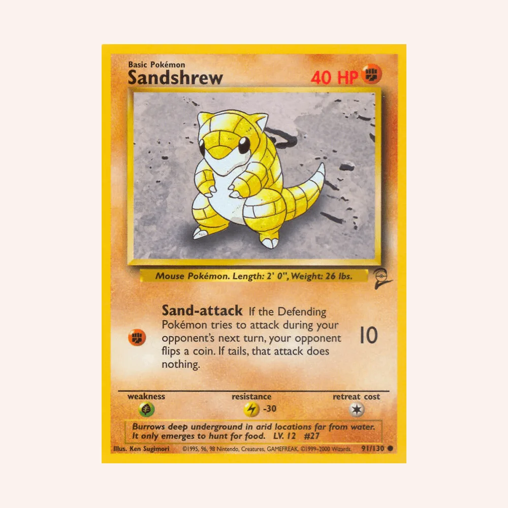Sandshrew 091/130 — Base Set 2 (arte oficial)