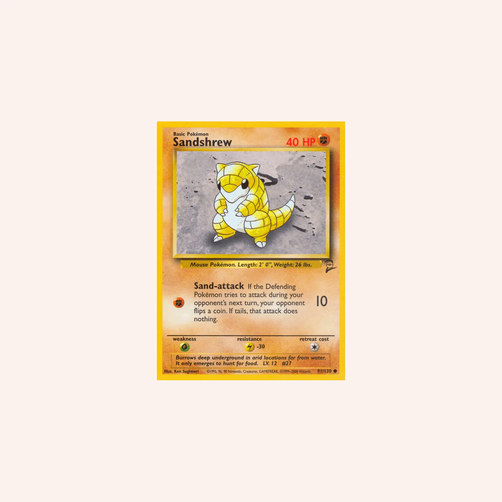 Sandshrew 091/130 — Base Set 2 (arte oficial)
